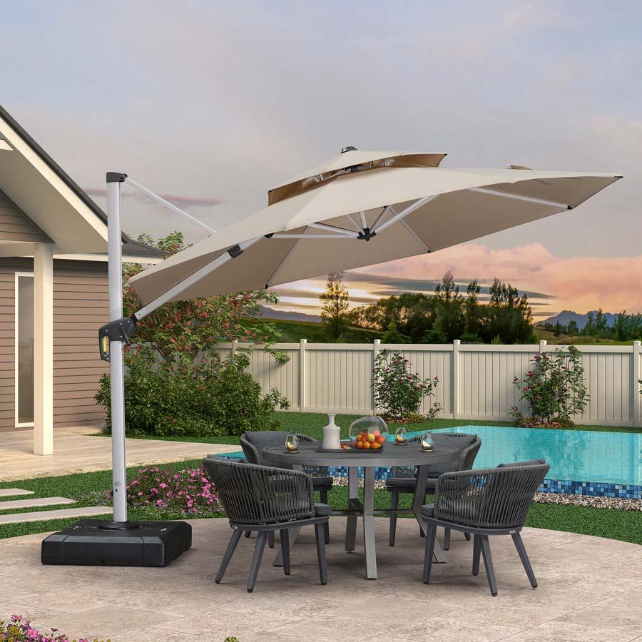 Clearance - PURPLE LEAF OPEN BOX Large Round Patio Cantilever Umbrella for Deck, Pool, Backyard