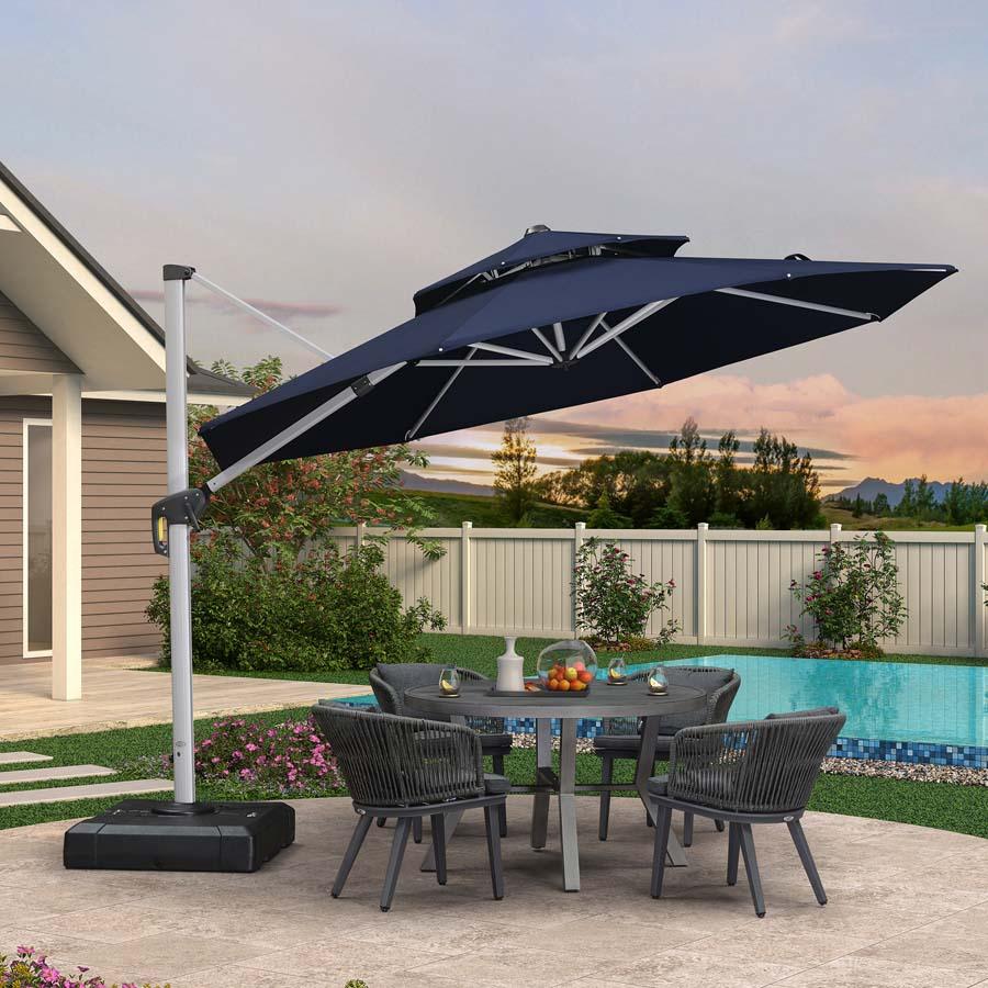 Clearance - PURPLE LEAF OPEN BOX Large Round Patio Cantilever Umbrella for Deck, Pool, Backyard