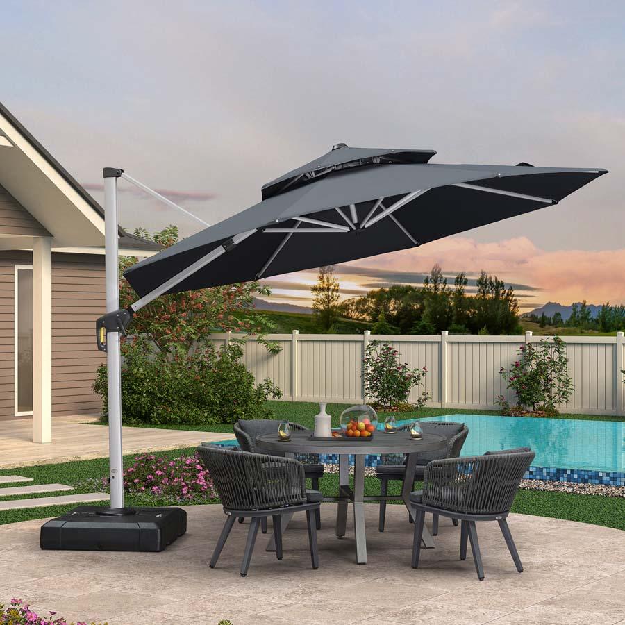 Clearance - PURPLE LEAF OPEN BOX Large Round Patio Cantilever Umbrella for Deck, Pool, Backyard