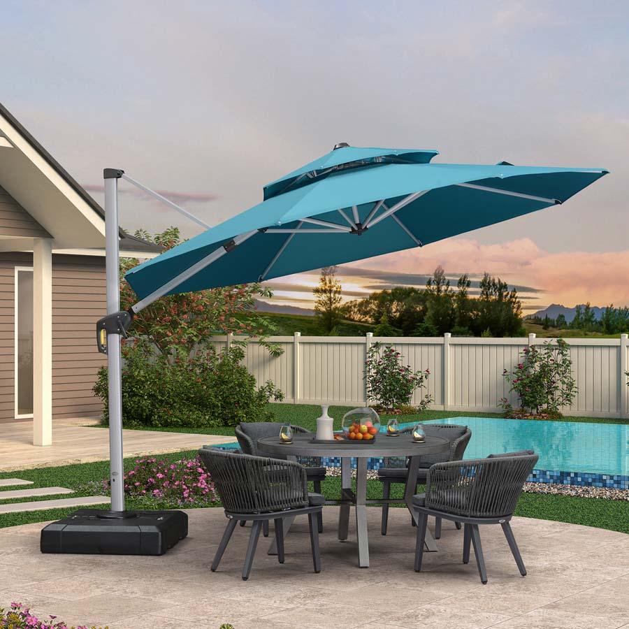 Clearance - PURPLE LEAF OPEN BOX Large Round Patio Cantilever Umbrella for Deck, Pool, Backyard