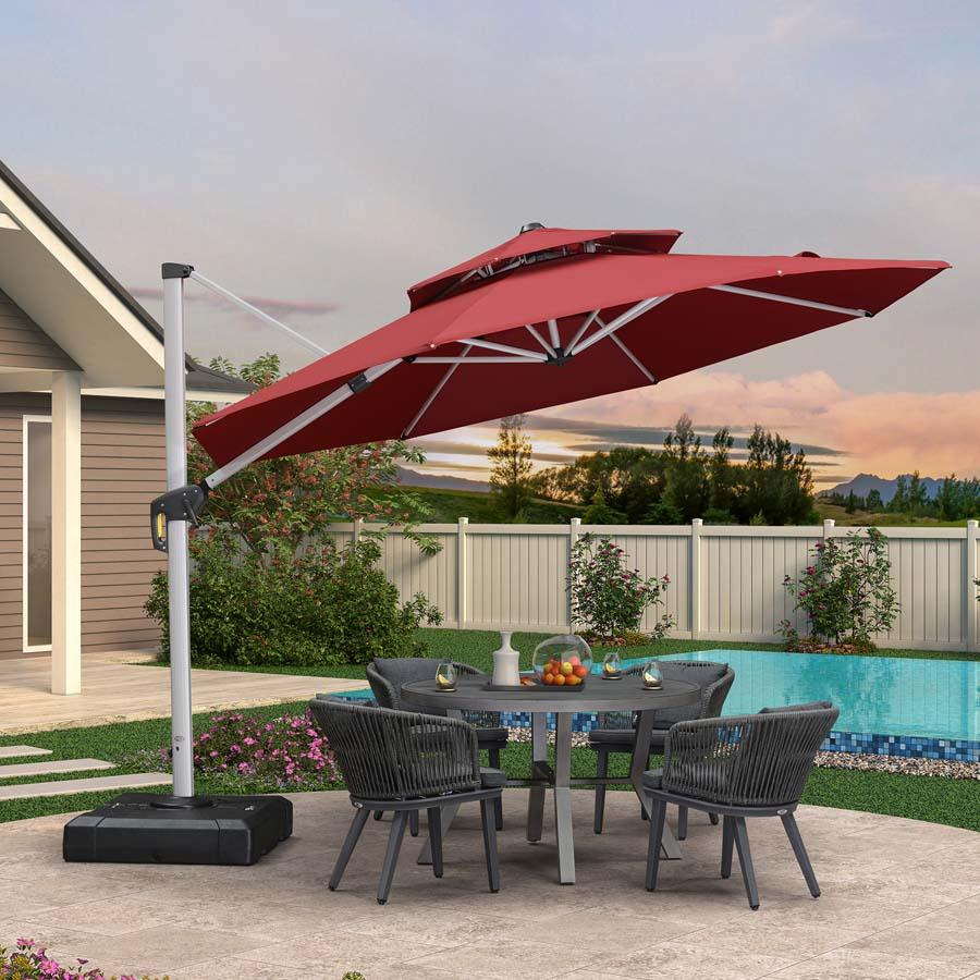 Clearance - PURPLE LEAF OPEN BOX Large Round Patio Cantilever Umbrella for Deck, Pool, Backyard