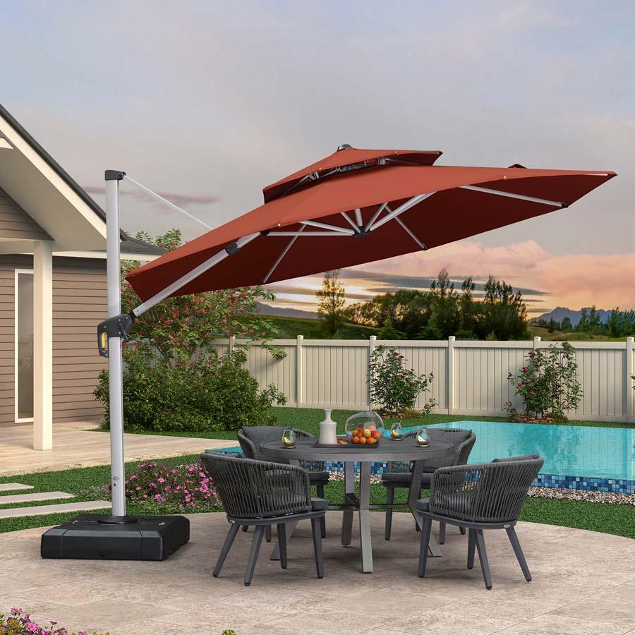 Clearance - PURPLE LEAF OPEN BOX Large Round Patio Cantilever Umbrella for Deck, Pool, Backyard