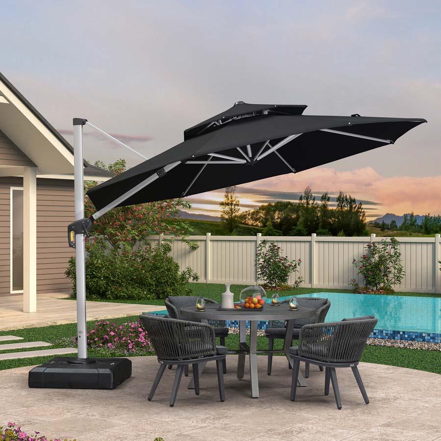 Clearance - PURPLE LEAF OPEN BOX Large Round Patio Cantilever Umbrella for Deck, Pool, Backyard