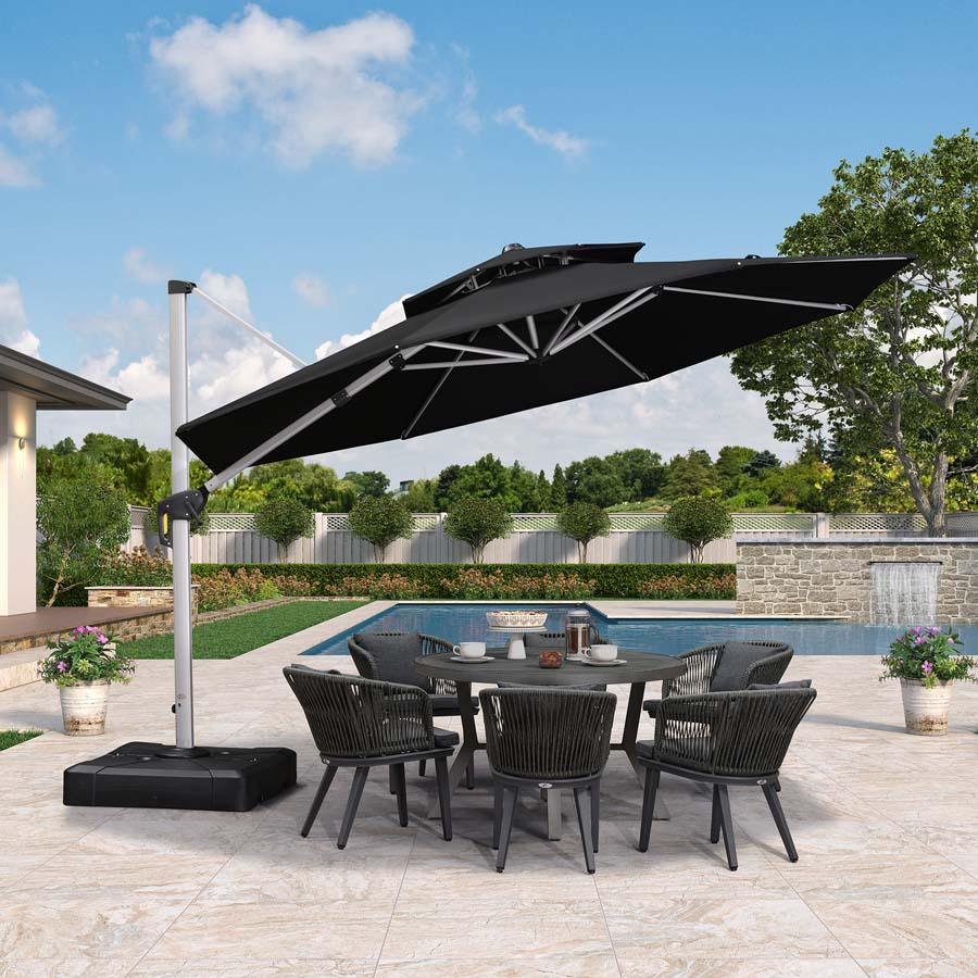 Clearance - PURPLE LEAF OPEN BOX Large Round Patio Cantilever Umbrella for Deck, Pool, Backyard