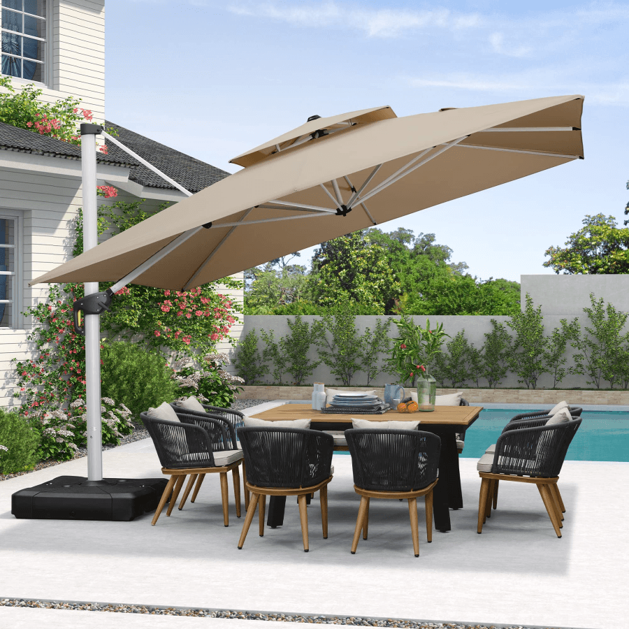 PURPLE LEAF Outdoor Windproof Umbrella, Square Cantilever Umbrella Outside Patio