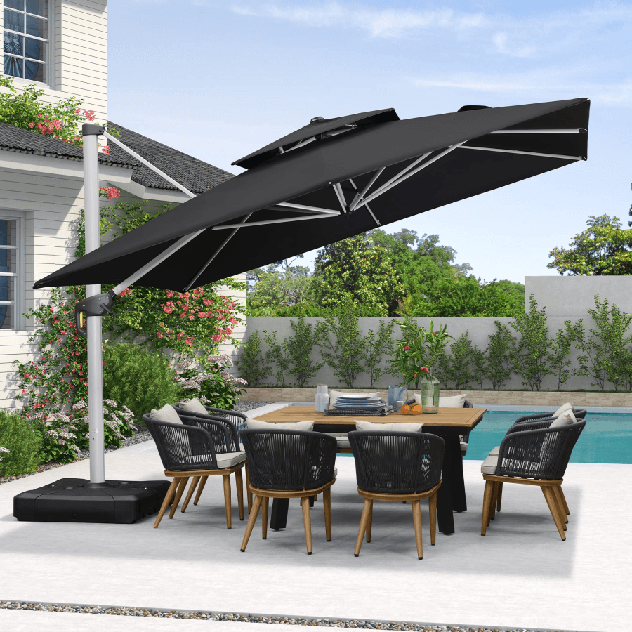 PURPLE LEAF Outdoor Windproof Umbrella, Square Cantilever Umbrella Outside Patio