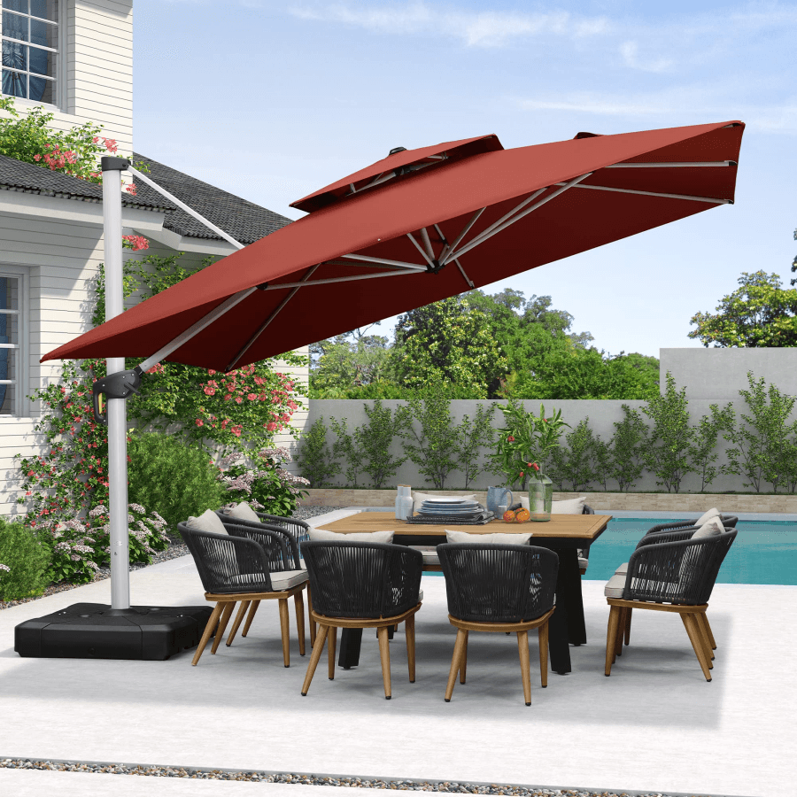 PURPLE LEAF Outdoor Windproof Umbrella, Square Cantilever Umbrella Outside Patio