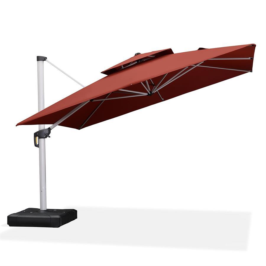 PURPLE LEAF Outdoor Windproof Umbrella, Square Cantilever Umbrella Outside Patio