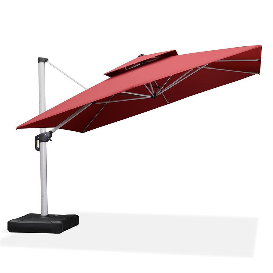 PURPLE LEAF Outdoor Windproof Umbrella, Square Cantilever Umbrella Outside Patio