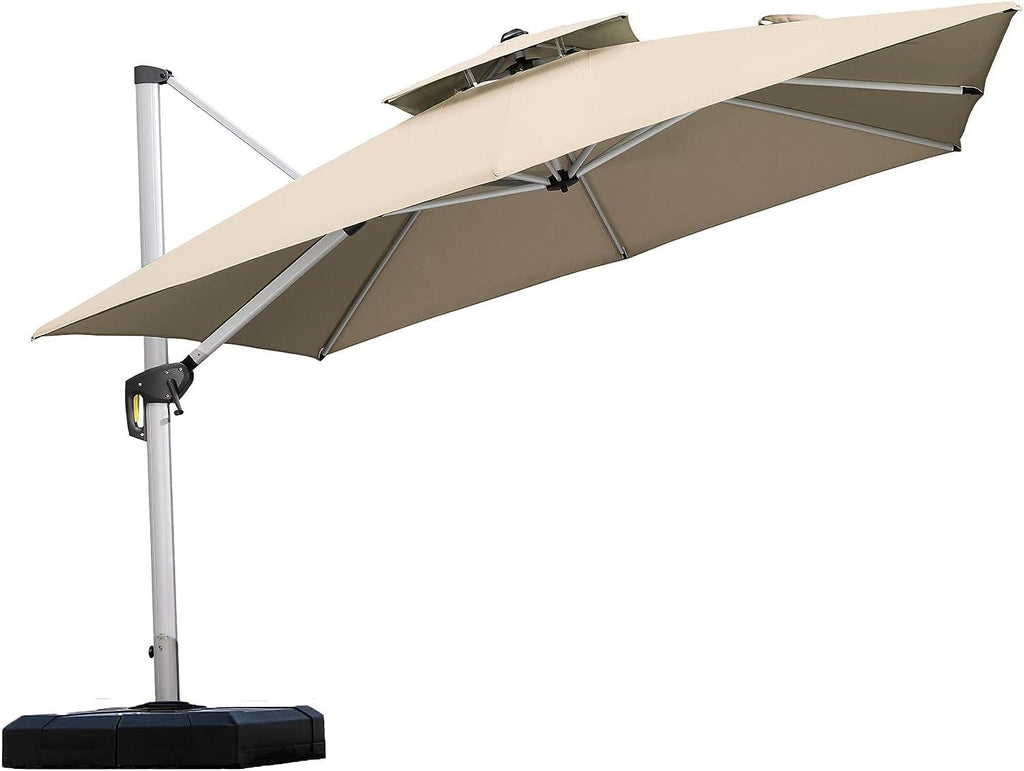 PURPLE LEAF Outdoor Windproof Umbrella, Square Cantilever Umbrella Outside Patio
