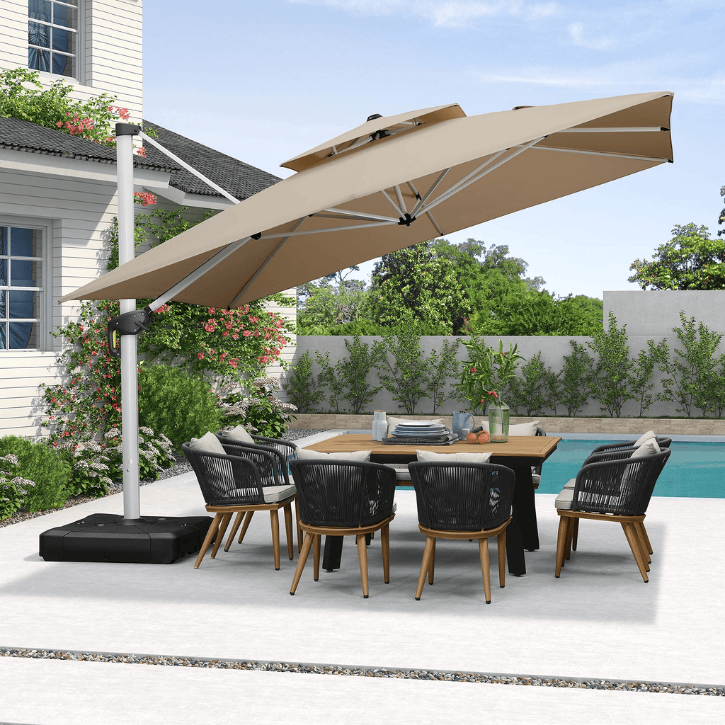 PURPLE LEAF Outdoor Windproof Umbrella, Square Cantilever Umbrella Outside Patio