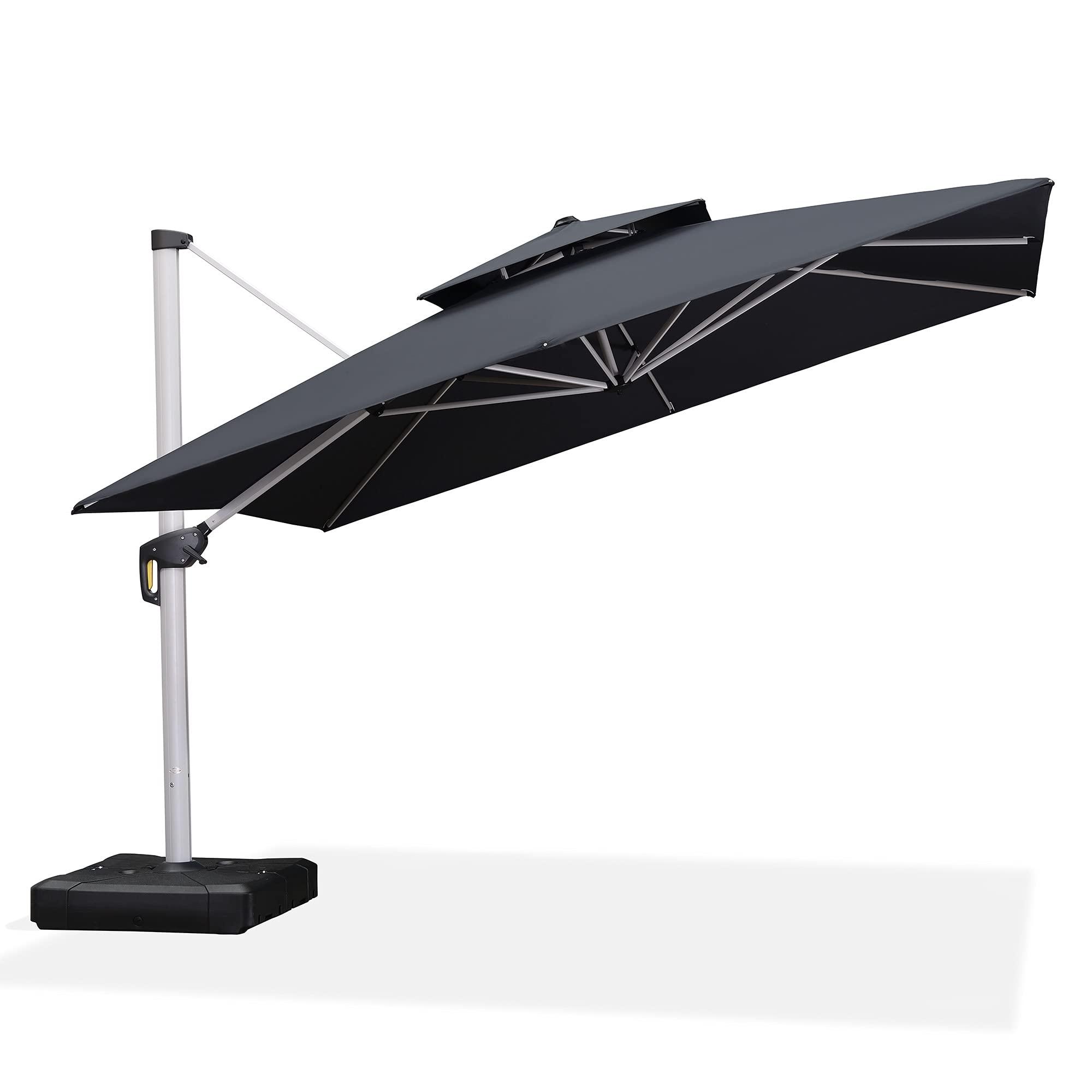 PURPLE LEAF Outdoor Windproof Umbrella, Square Cantilever Umbrella Outside Patio