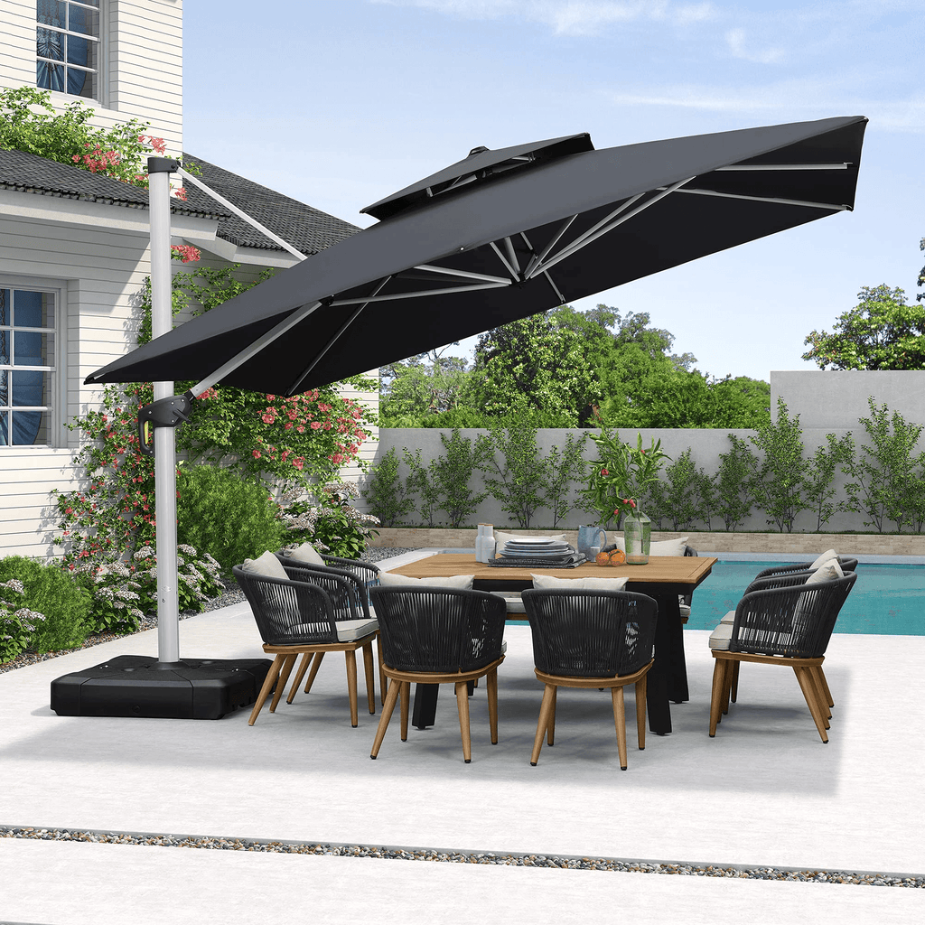 PURPLE LEAF Outdoor Windproof Umbrella, Square Cantilever Umbrella Outside Patio