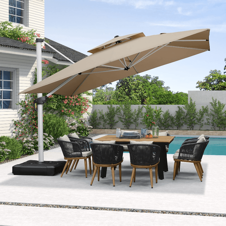PURPLE LEAF Outdoor Windproof Umbrella, Square Cantilever Umbrella Outside Patio