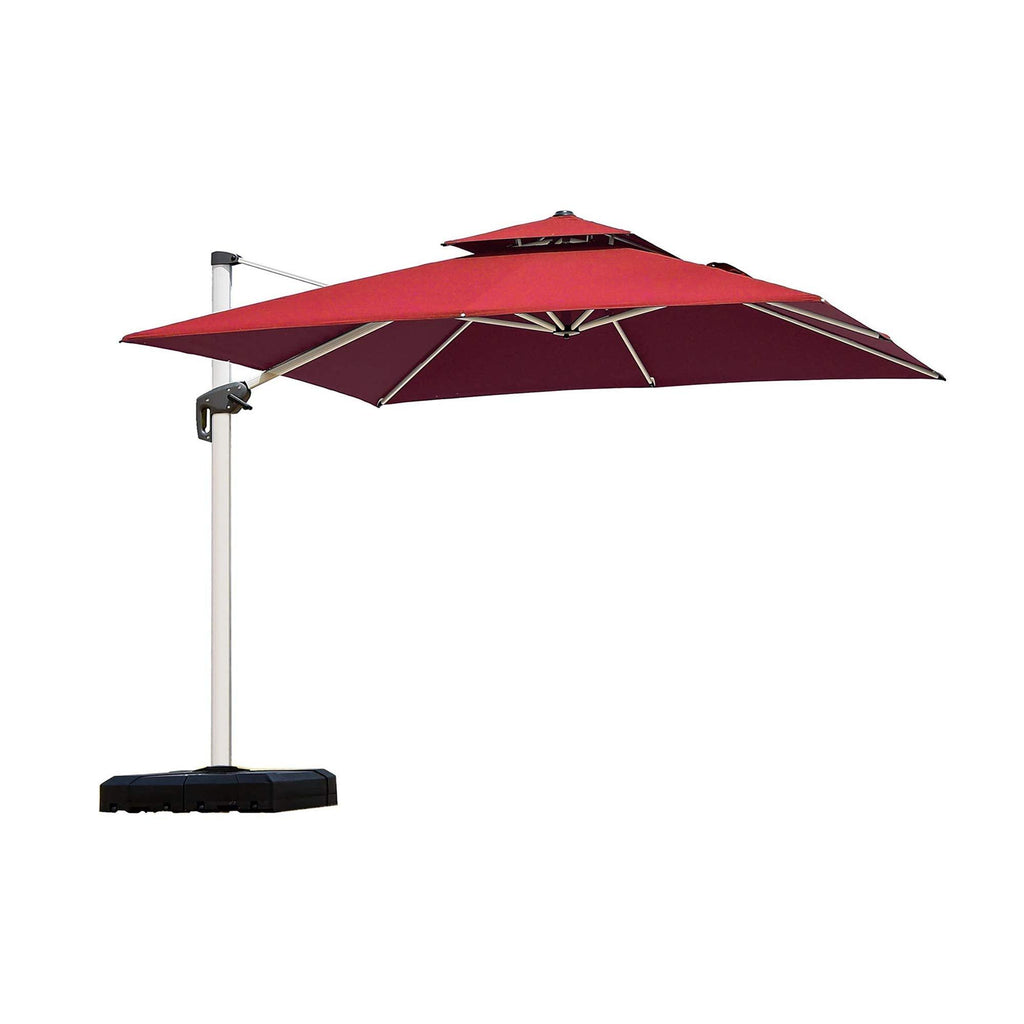 PURPLE LEAF Outdoor Windproof Umbrella, Square Cantilever Umbrella Outside Patio