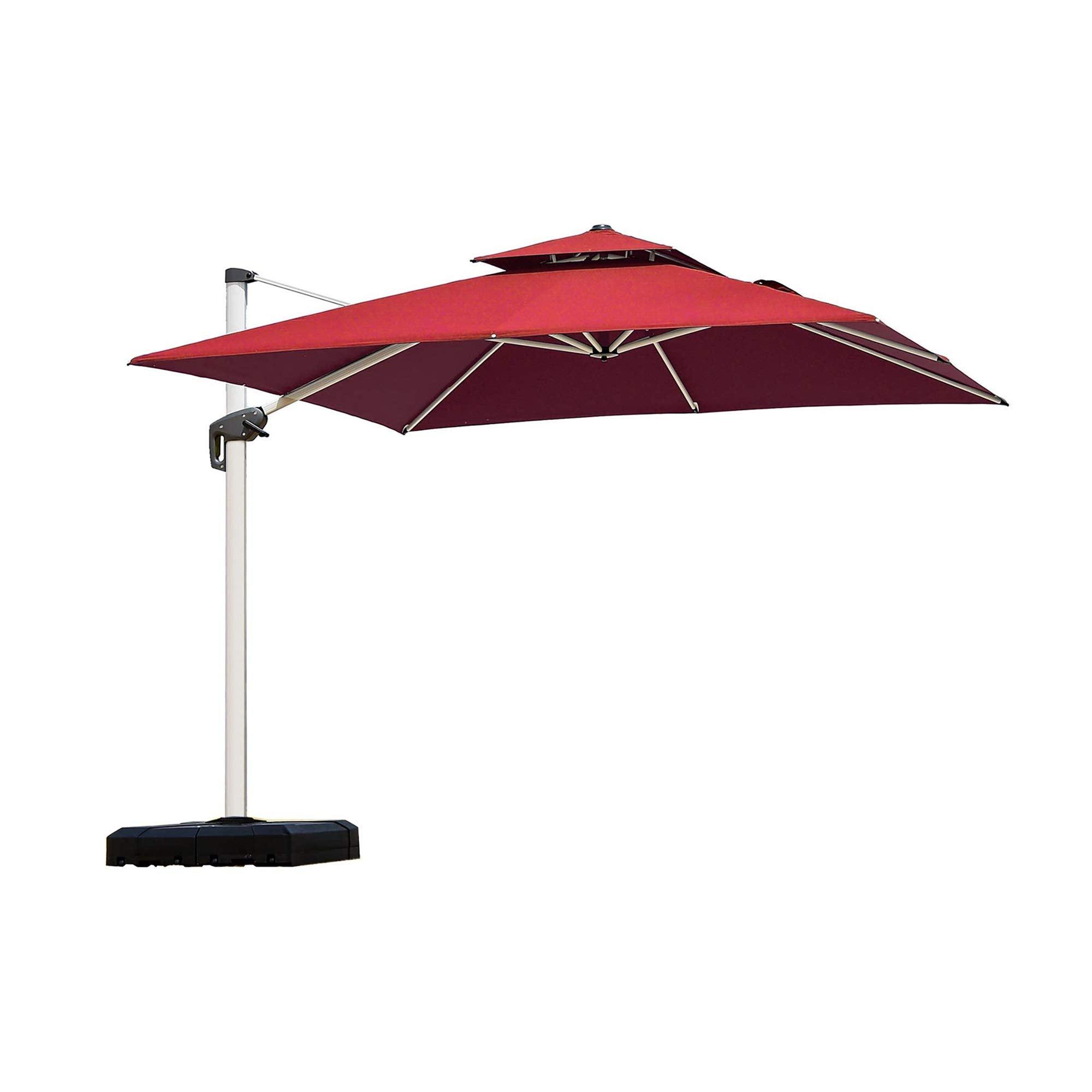 PURPLE LEAF Outdoor Windproof Umbrella, Square Cantilever Umbrella Outside Patio
