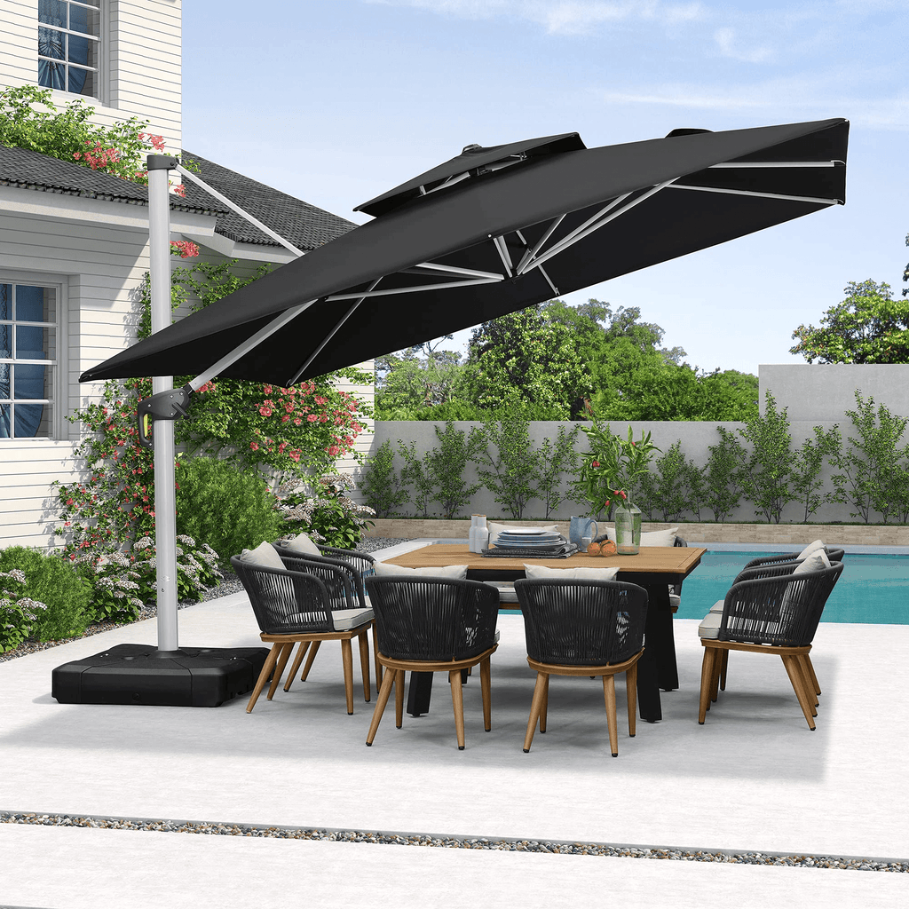 PURPLE LEAF Outdoor Windproof Umbrella, Square Cantilever Umbrella Outside Patio