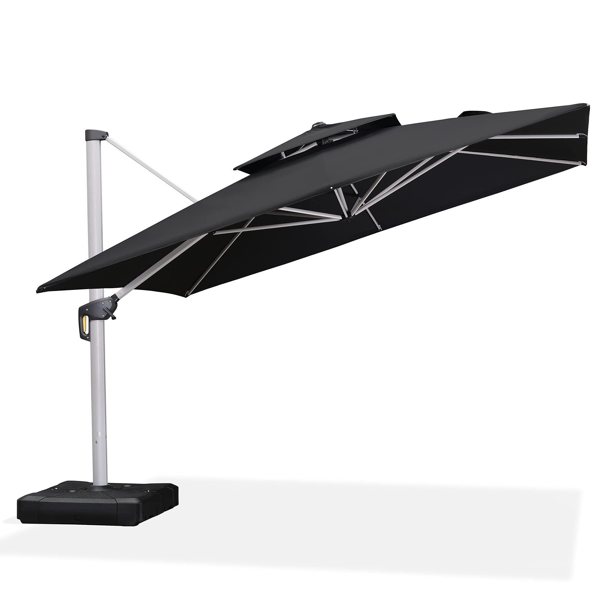 PURPLE LEAF Outdoor Windproof Umbrella, Square Cantilever Umbrella Outside Patio