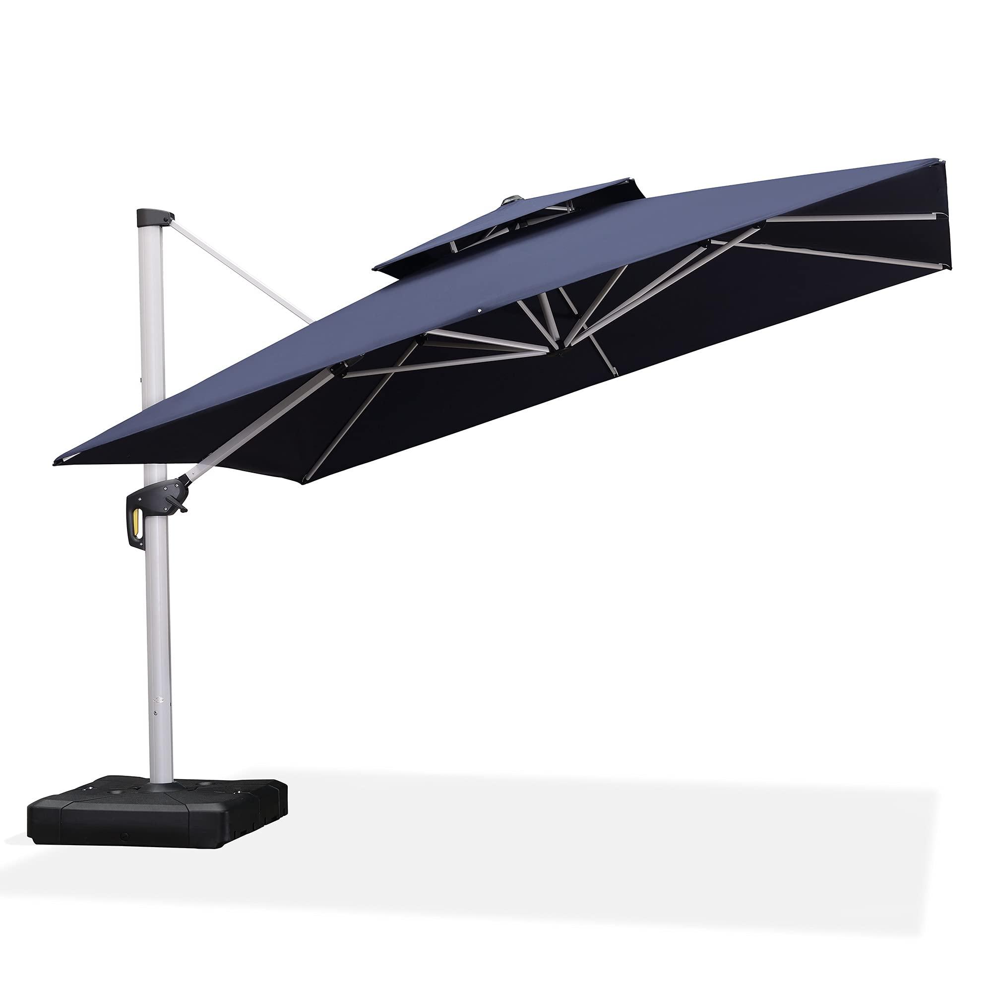 PURPLE LEAF Outdoor Windproof Umbrella, Square Cantilever Umbrella Outside Patio