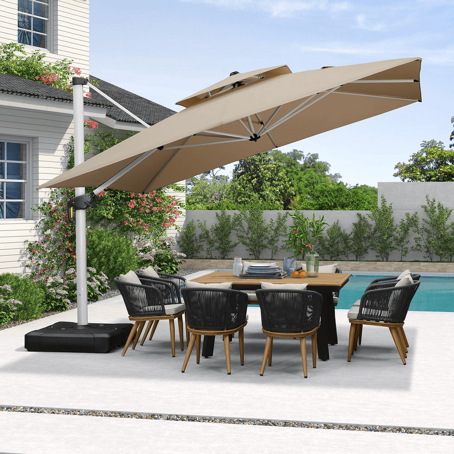 PURPLE LEAF Outdoor Windproof Umbrella, Square Cantilever Umbrella Outside Patio