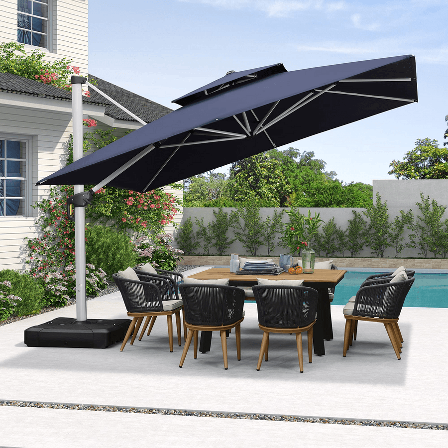 PURPLE LEAF Outdoor Windproof Umbrella, Square Cantilever Umbrella Outside Patio