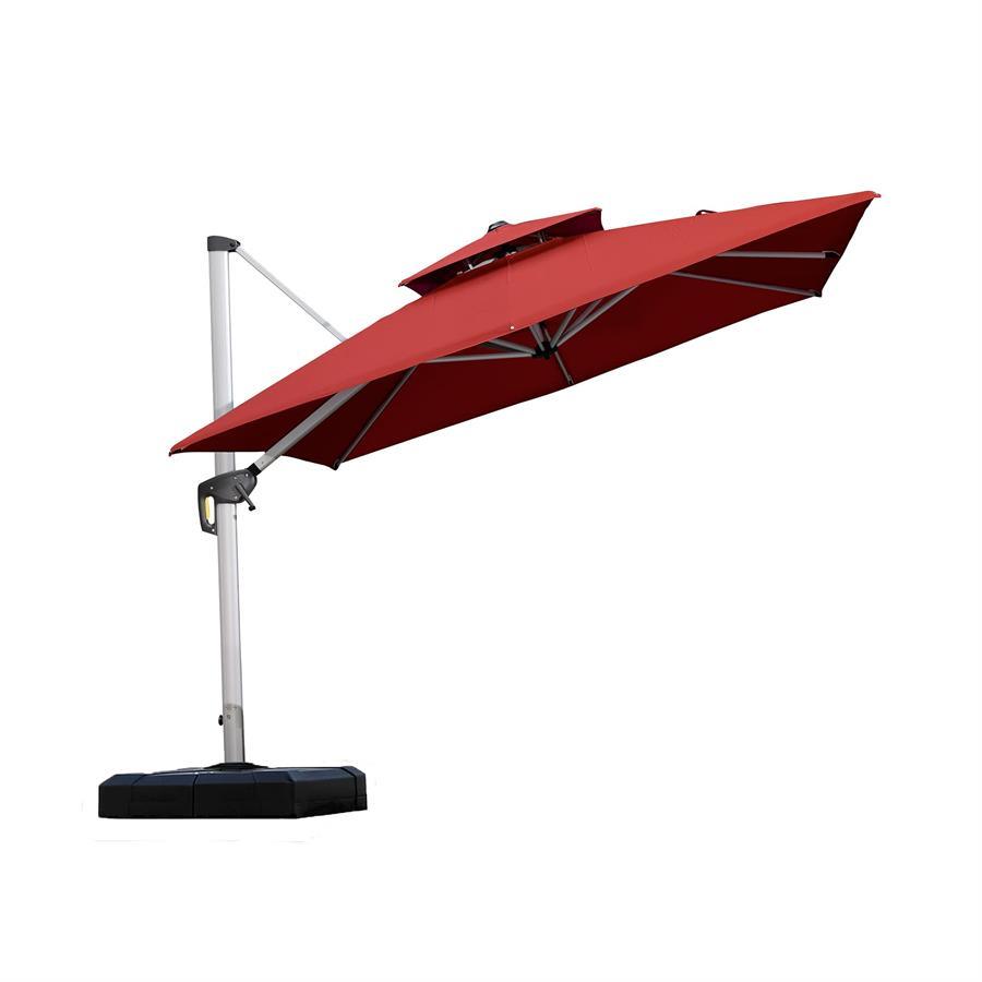 PURPLE LEAF Outdoor Windproof Umbrella, Square Cantilever Umbrella Outside Patio