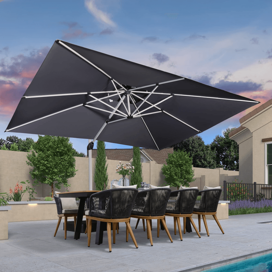PURPLE LEAF Large Rectangular Porch Umbrella Outside Cantilever Patio Yard Umbrella