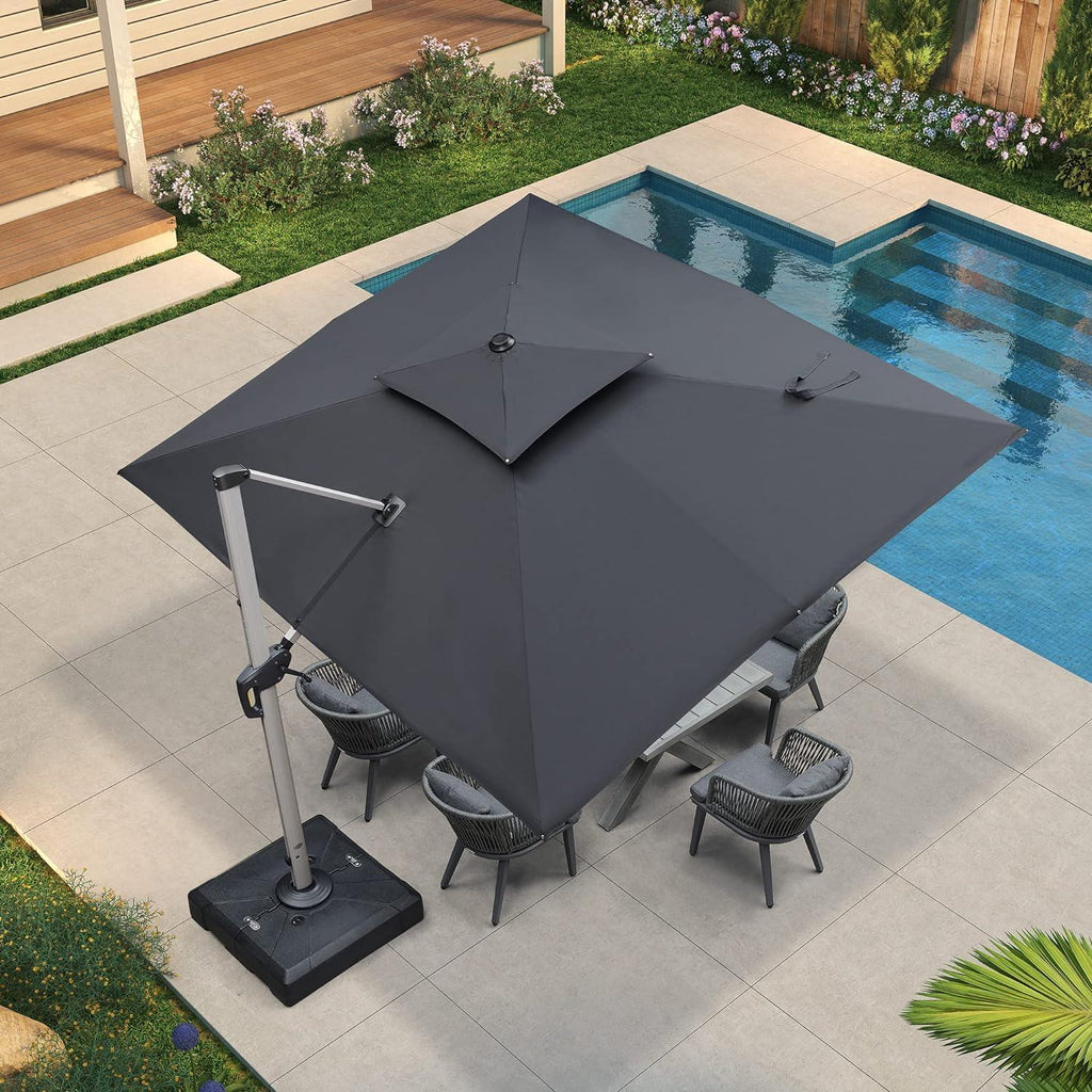 PURPLE LEAF Large Rectangular Porch Umbrella Outside Cantilever Patio Yard Umbrella