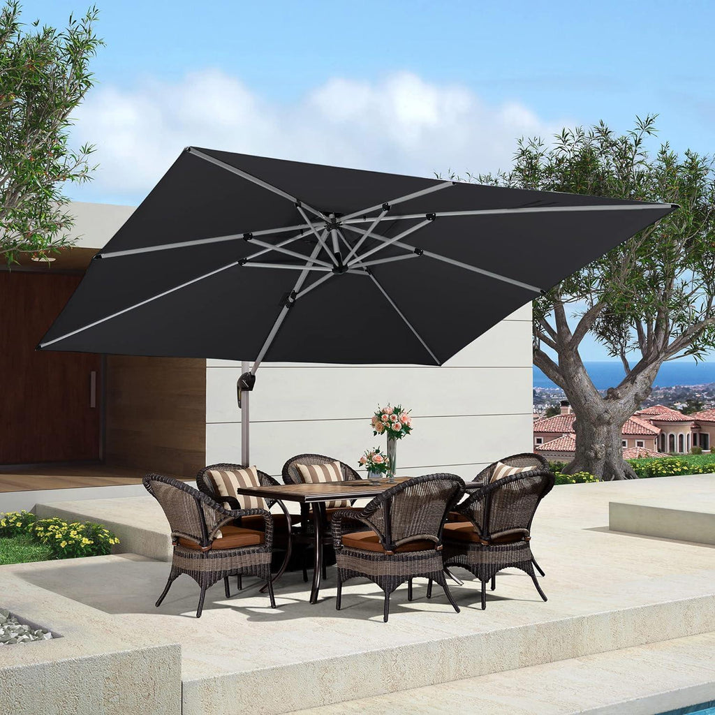 PURPLE LEAF Large Rectangular Porch Umbrella Outside Cantilever Patio Yard Umbrella