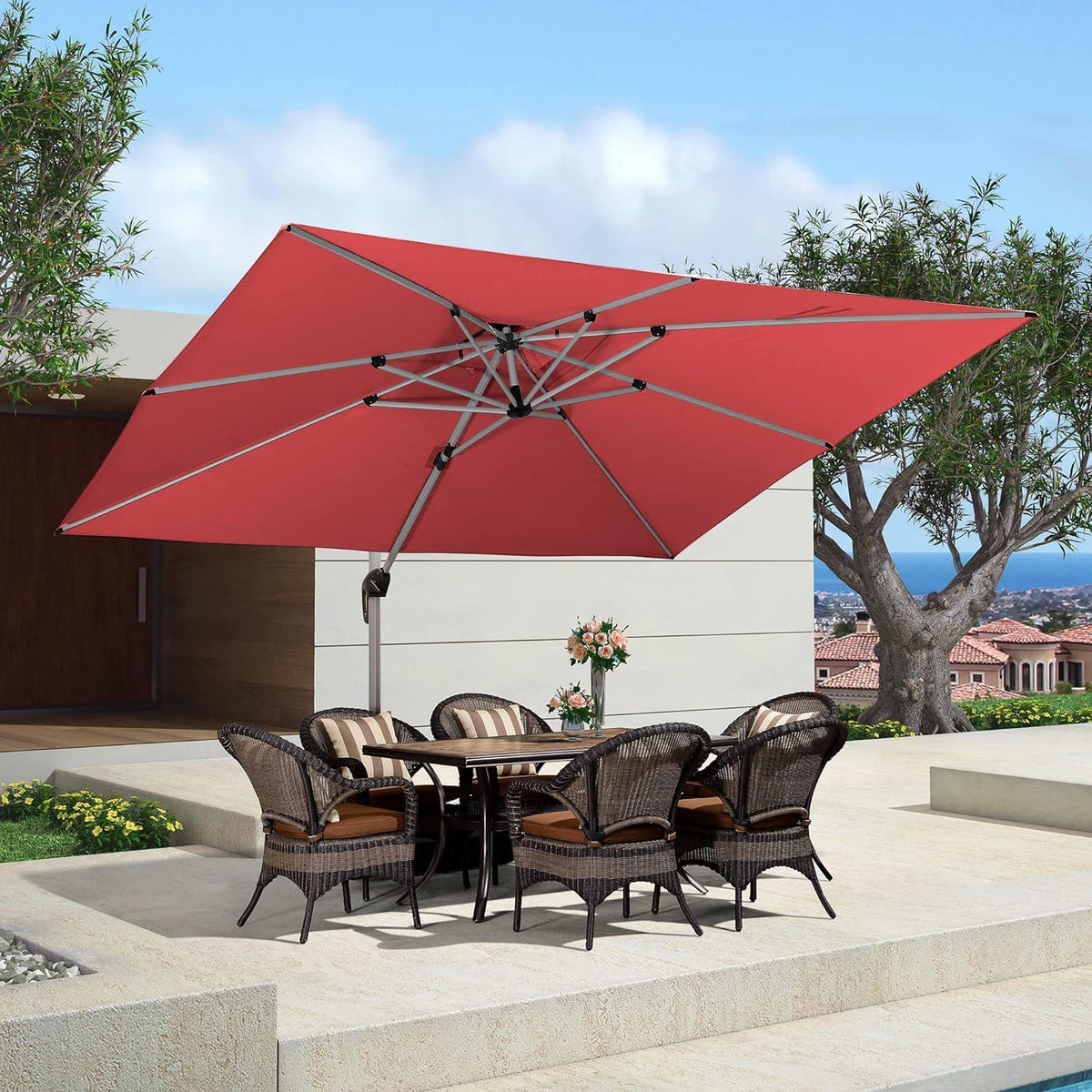 PURPLE LEAF Large Rectangular Porch Umbrella Outside Cantilever Patio Yard Umbrella