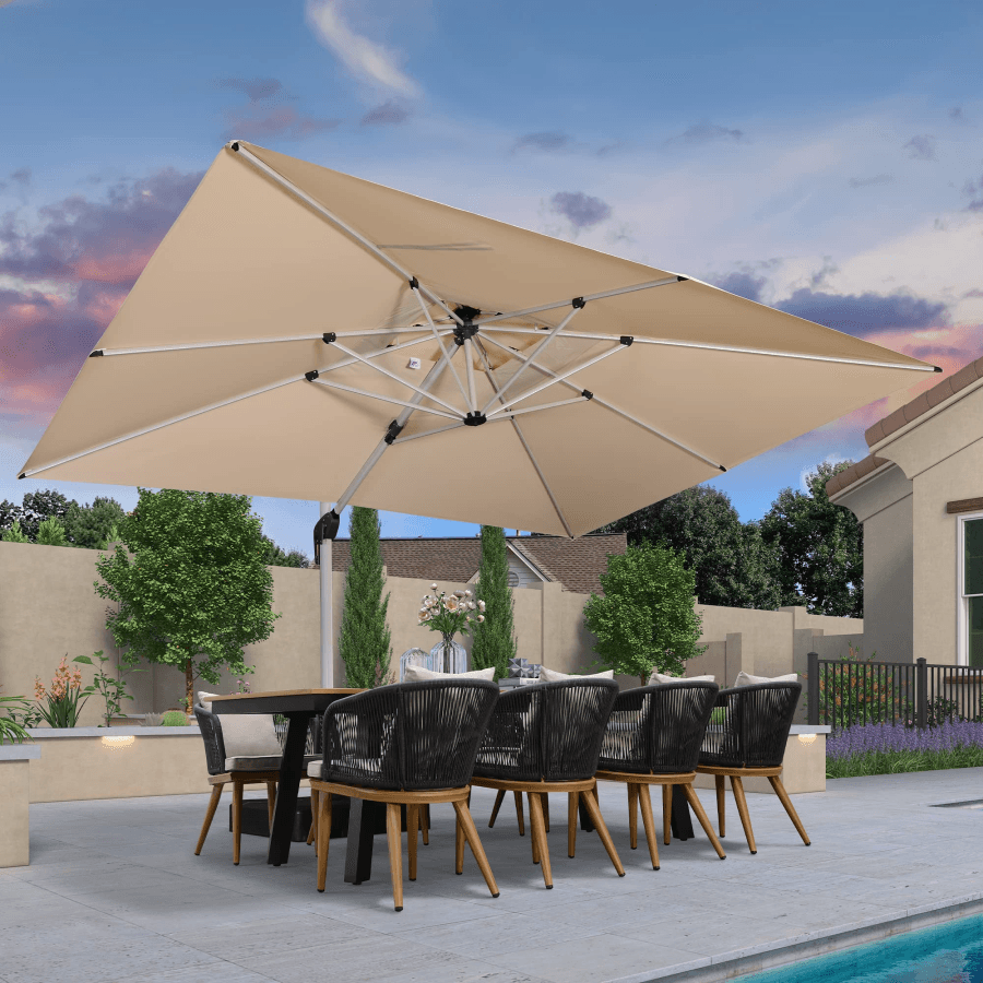 PURPLE LEAF Large Rectangular Porch Umbrella Outside Cantilever Patio Yard Umbrella