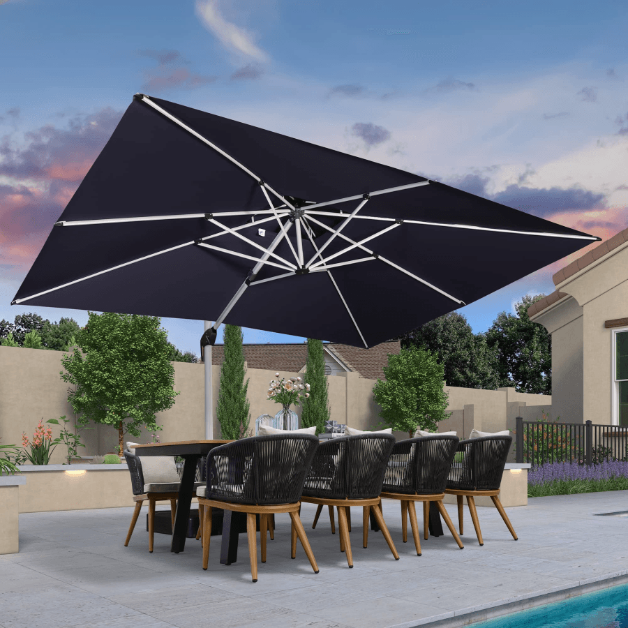 PURPLE LEAF Large Rectangular Porch Umbrella Outside Cantilever Patio Yard Umbrella