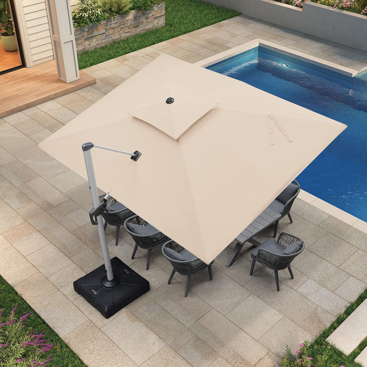 PURPLE LEAF Large Rectangular Porch Umbrella Outside Cantilever Patio Yard Umbrella