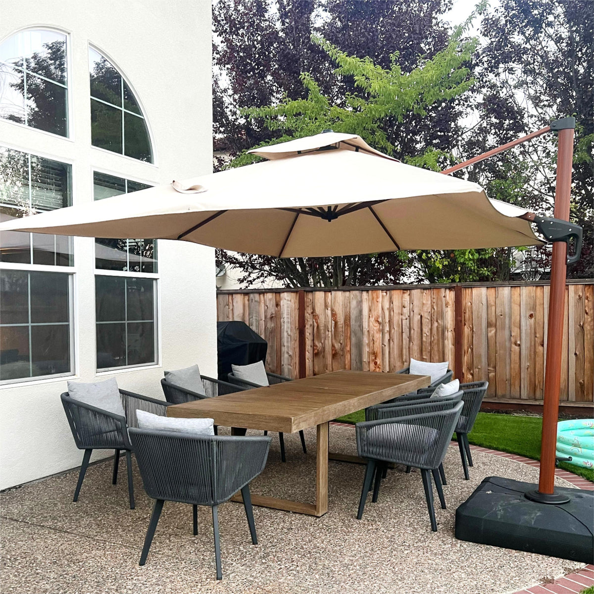 PURPLE LEAF 9 x 12 / 10 x 13 ft Rectangular Patio Umbrella Aluminum Cantilever Umbrella in Wood Color
