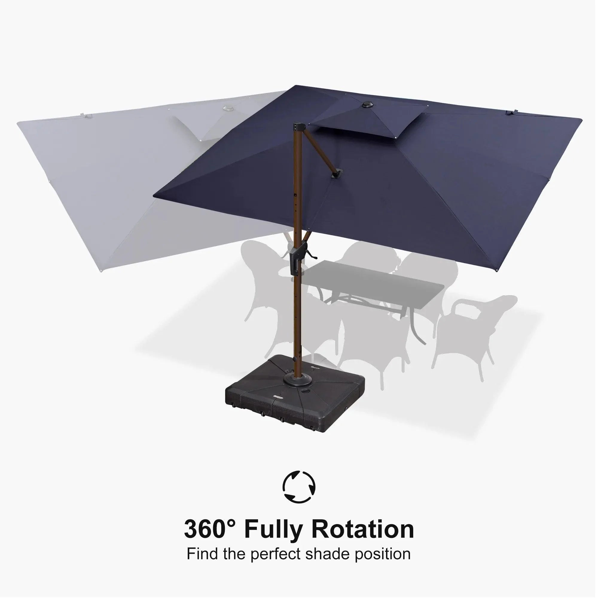 PURPLE LEAF 9 x 12 / 10 x 13 ft Rectangular Patio Umbrella Aluminum Cantilever Umbrella in Wood Color