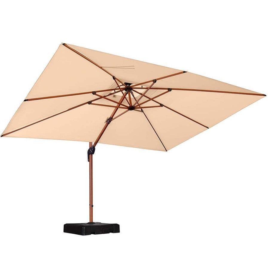 PURPLE LEAF 9 x 12 / 10 x 13 ft Rectangular Patio Umbrella Aluminum Cantilever Umbrella in Wood Color