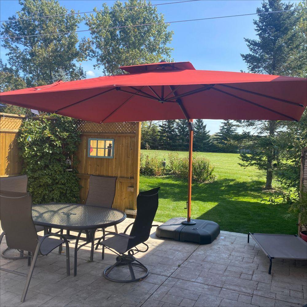 PURPLE LEAF 9 x 12 / 10 x 13 ft Rectangular Patio Umbrella Aluminum Cantilever Umbrella in Wood Color
