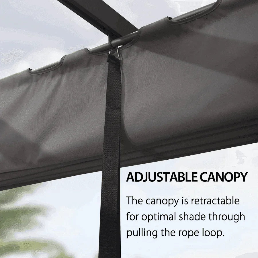 PURPLE LEAF Outdoor Pergola with Retractable Canopy Aluminum Shelter for Porch Garden  Beach Shade Pavilion Pergola Modern Backyard Deck
