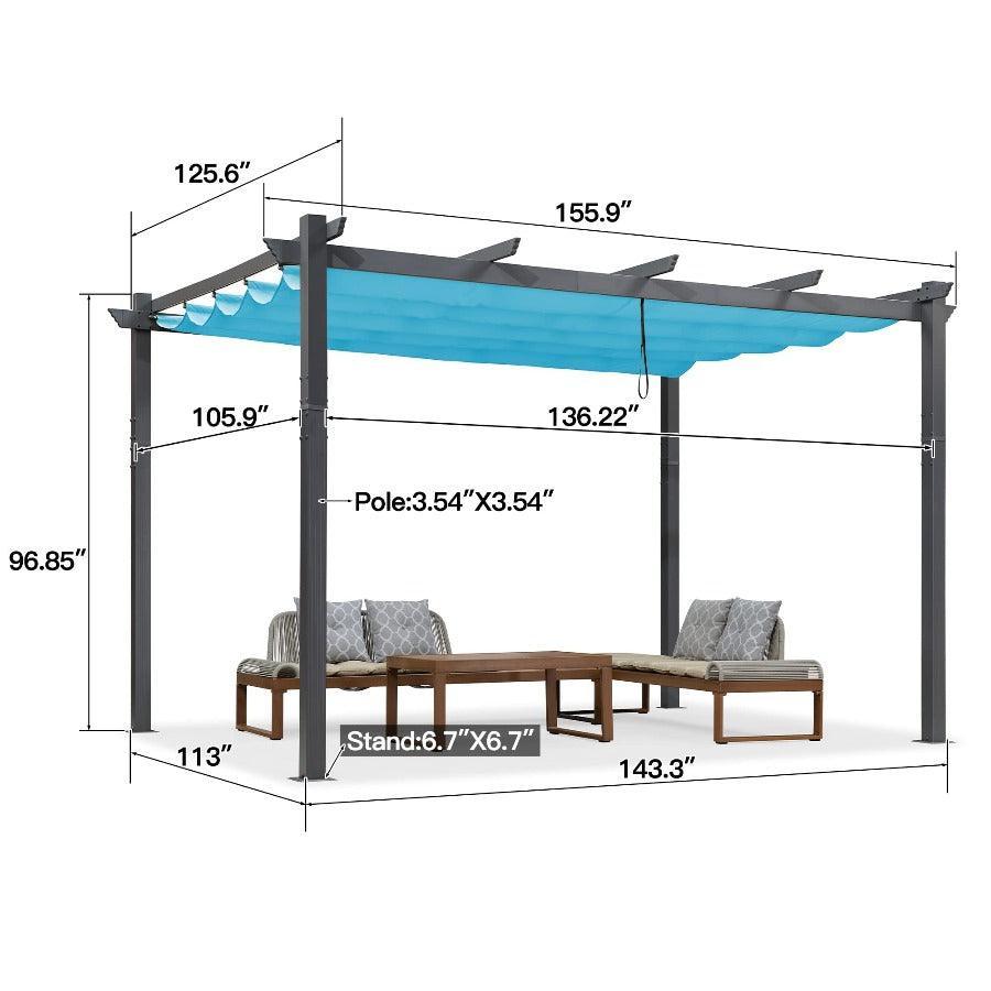 PURPLE LEAF Outdoor Pergola with Retractable Canopy Aluminum Shelter for Porch Garden  Beach Shade Pavilion Pergola Modern Backyard Deck