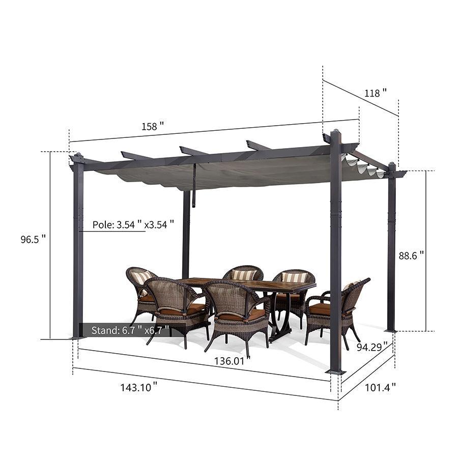 PURPLE LEAF Outdoor Pergola with Retractable Canopy Aluminum Shelter for Porch Garden  Beach Shade Pavilion Pergola Modern Backyard Deck