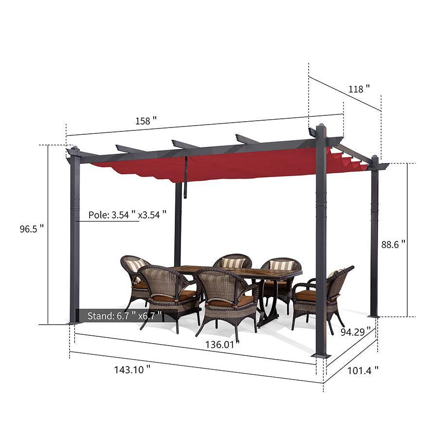 PURPLE LEAF Outdoor Pergola with Retractable Canopy Aluminum Shelter for Porch Garden  Beach Shade Pavilion Pergola Modern Backyard Deck