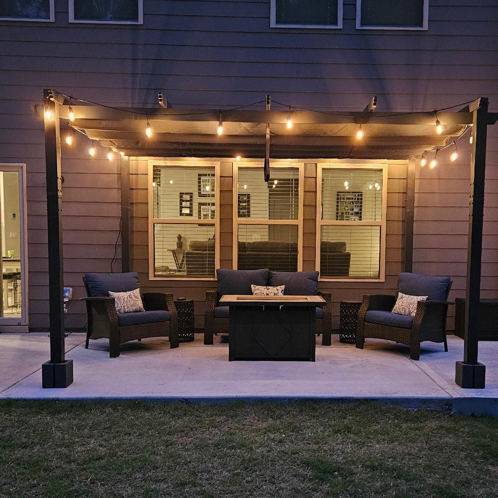 PURPLE LEAF Outdoor Pergola with Retractable Canopy Aluminum Shelter for Porch Garden  Beach Shade Pavilion Pergola Modern Backyard Deck