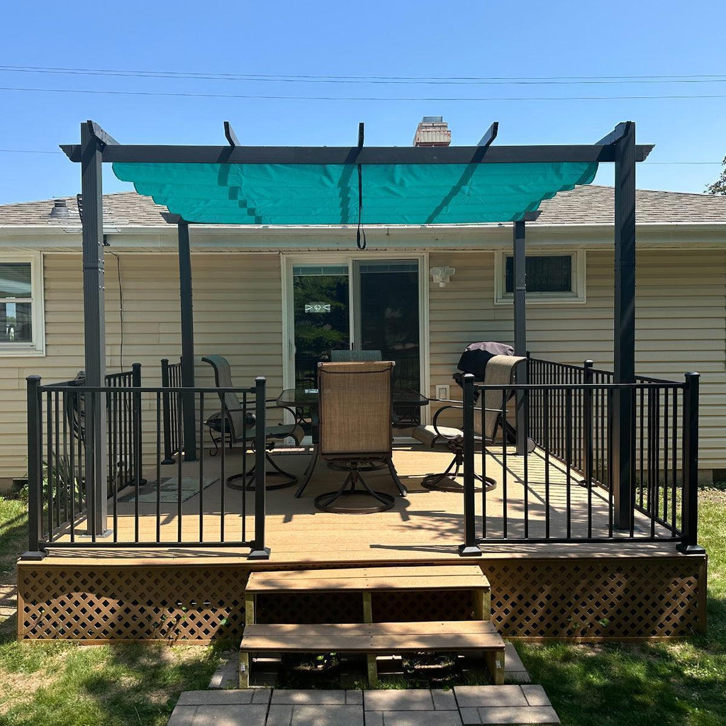 PURPLE LEAF Outdoor Pergola with Retractable Canopy Aluminum Shelter for Porch Garden  Beach Shade Pavilion Pergola Modern Backyard Deck