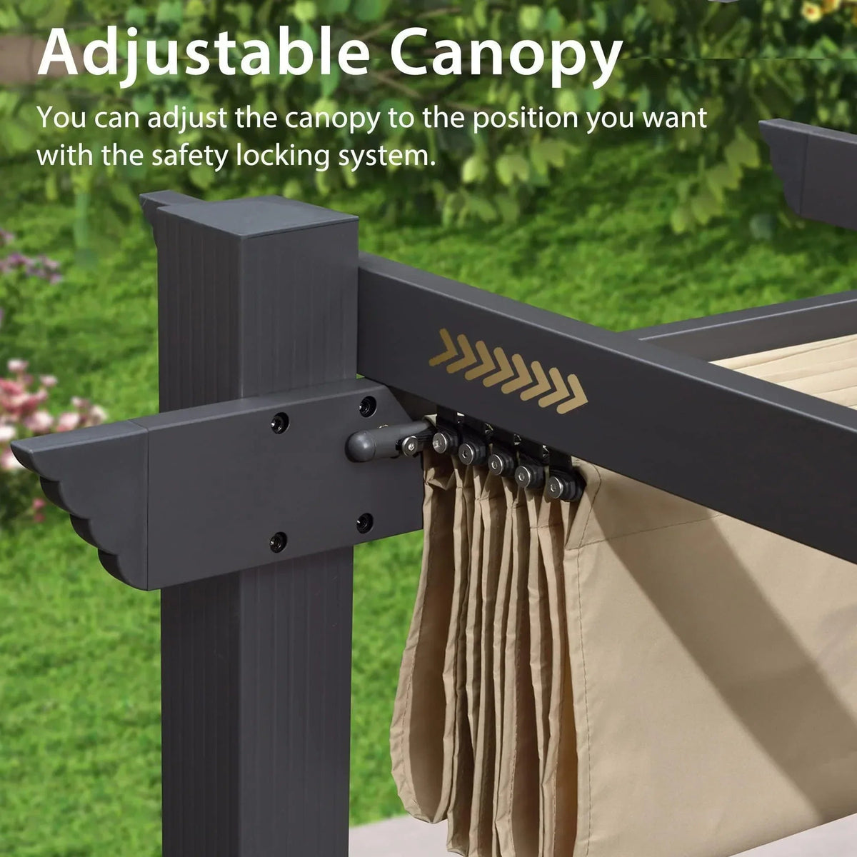 PURPLE LEAF Outdoor Pergola with Retractable Canopy Aluminum Shelter for Porch Garden  Beach Shade Pavilion Pergola Modern Backyard Deck