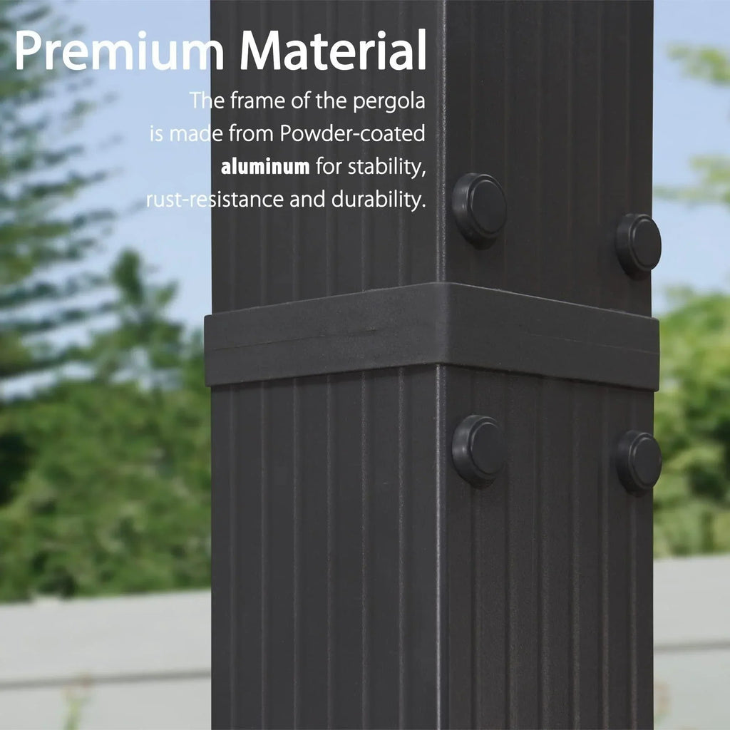 PURPLE LEAF Outdoor Pergola with Retractable Canopy Aluminum Shelter for Porch Garden  Beach Shade Pavilion Pergola Modern Backyard Deck