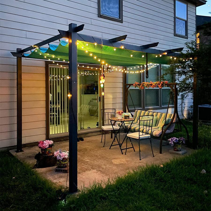 PURPLE LEAF Outdoor Pergola with Retractable Canopy Aluminum Shelter for Porch Garden  Beach Shade Pavilion Pergola Modern Backyard Deck