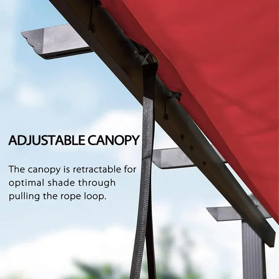 PURPLE LEAF Outdoor Pergola with Retractable Canopy Aluminum Shelter for Porch Garden  Beach Shade Pavilion Pergola Modern Backyard Deck