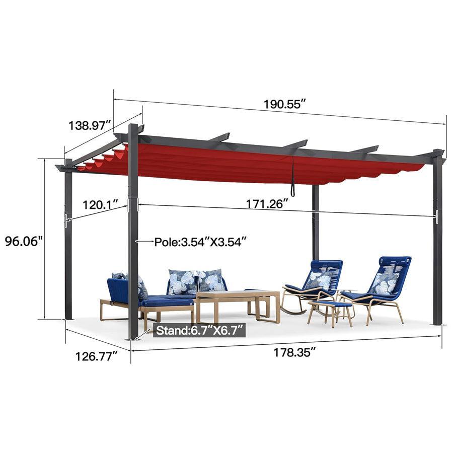 PURPLE LEAF Outdoor Pergola with Retractable Canopy Aluminum Shelter for Porch Garden  Beach Shade Pavilion Pergola Modern Backyard Deck