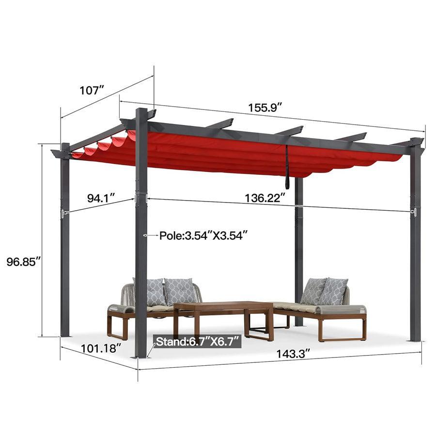 PURPLE LEAF Outdoor Pergola with Retractable Canopy Aluminum Shelter for Porch Garden  Beach Shade Pavilion Pergola Modern Backyard Deck