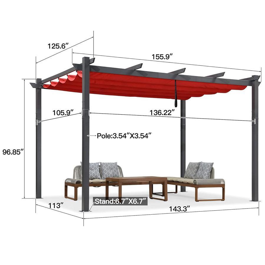 PURPLE LEAF Outdoor Pergola with Retractable Canopy Aluminum Shelter for Porch Garden  Beach Shade Pavilion Pergola Modern Backyard Deck